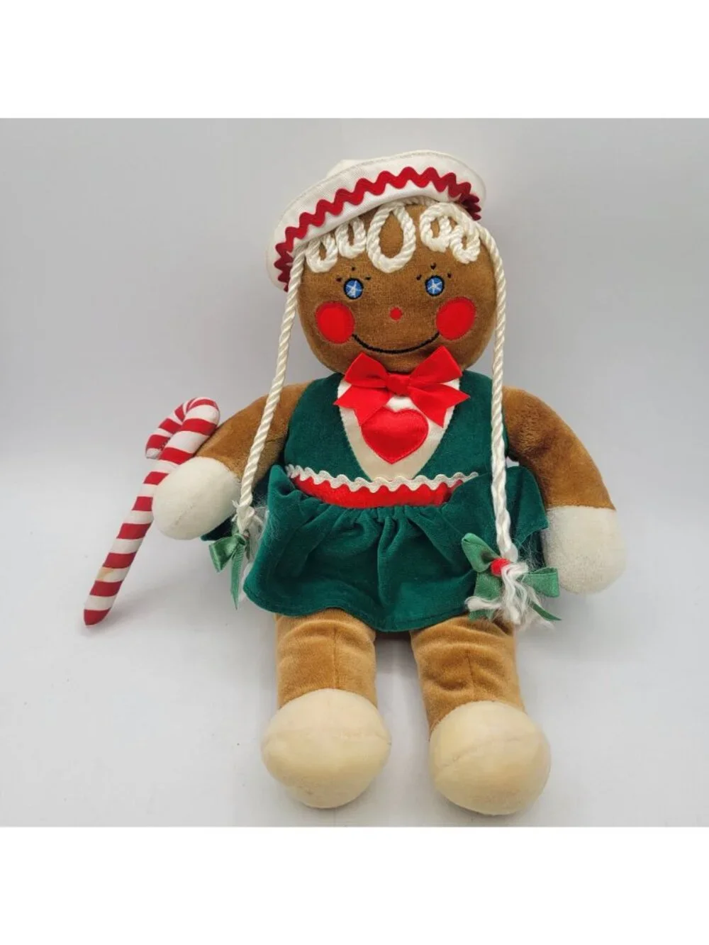 Target Christmas Gingerbread Girl Lot of 2 Plush Vintage 1990 Candy Cane Dress